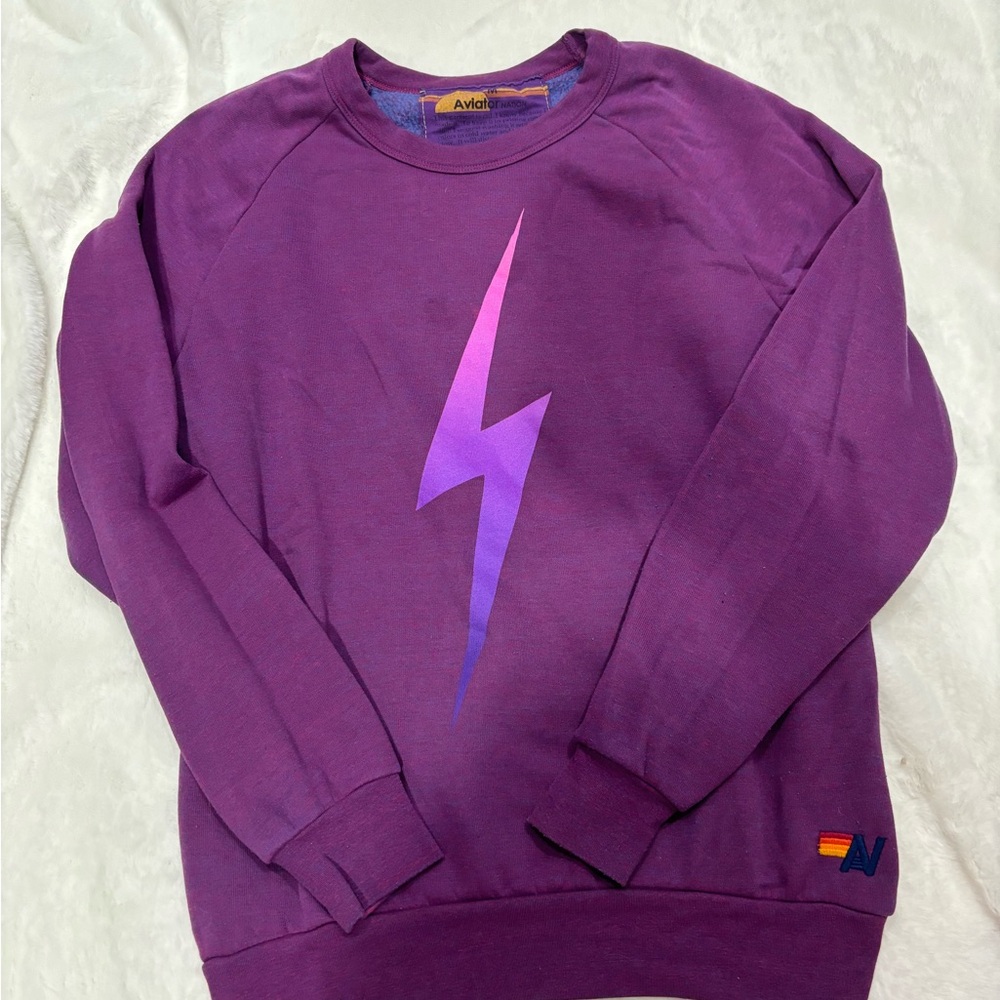 Aviator Nation Violet Lightning Crew Neck Sweater
